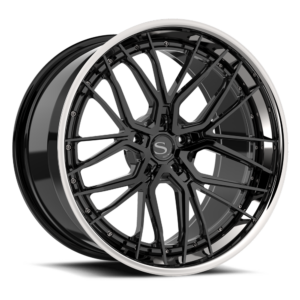 Gloss black with chrome lip