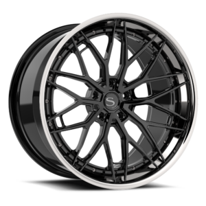 Gloss black with chrome lip