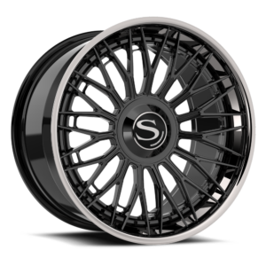 Gloss black with chrome lip