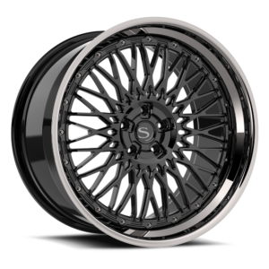 Gloss black with chrome lip